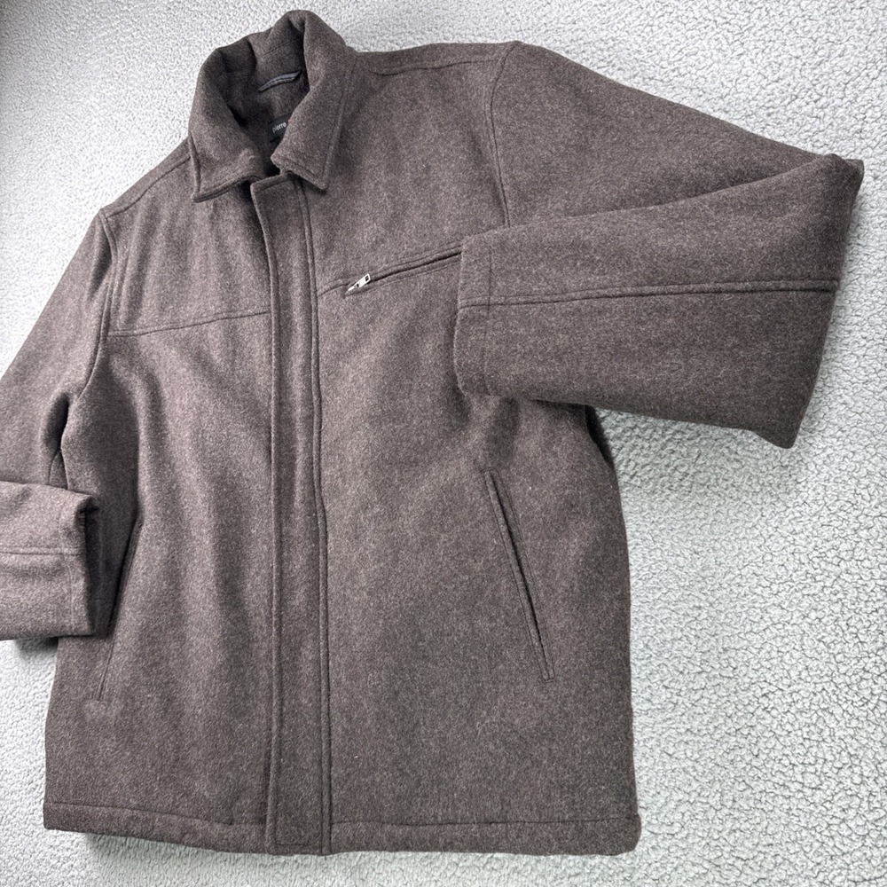 Pierre Cardin Coat Mens L Full Zip Wool Blend Lined Zip Pocket Preppy Career - Picture 3 of 14